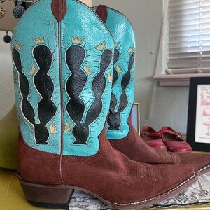 Turquoise and Brown Cowboy Boots